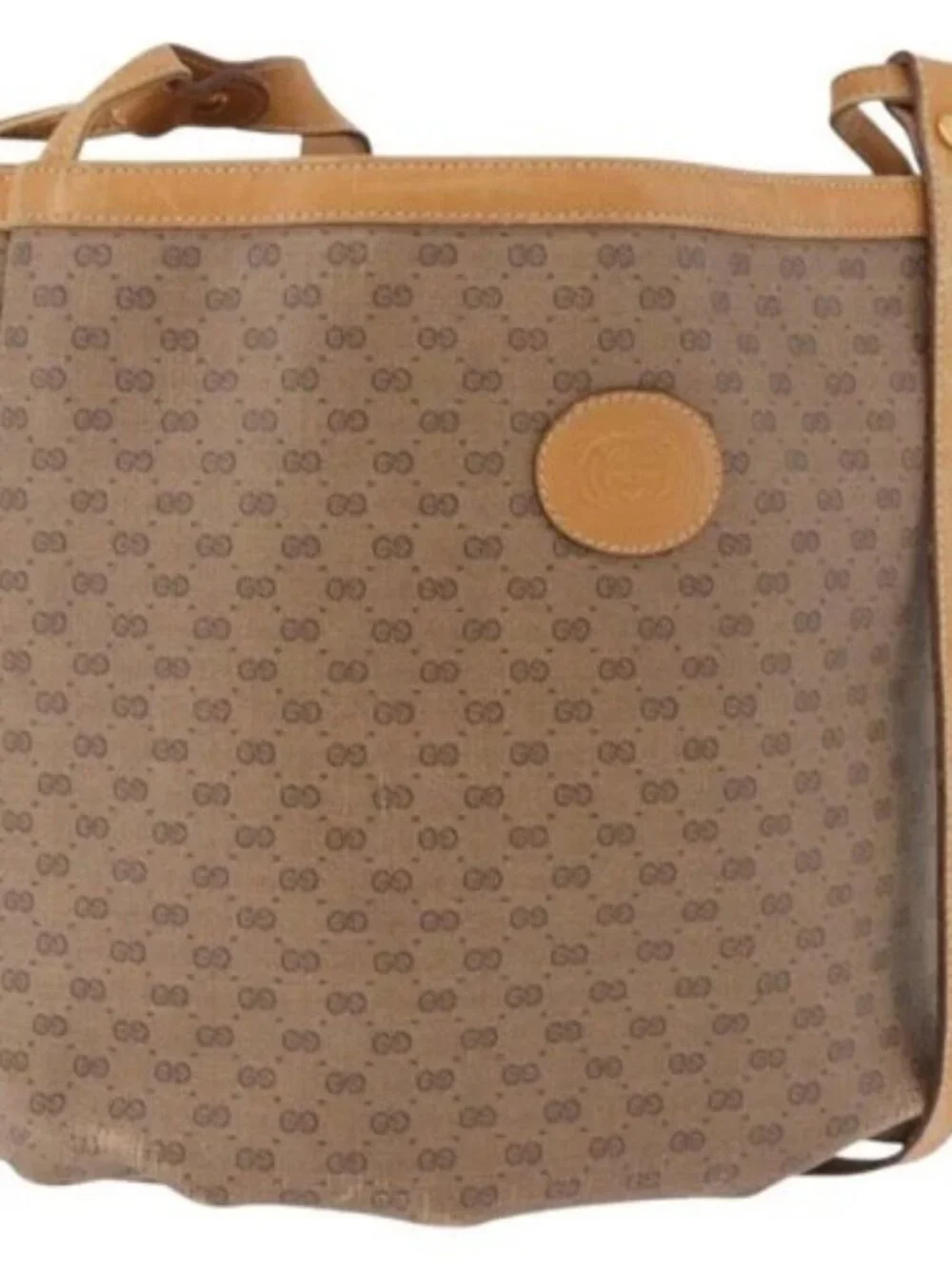 GUCCI Micro GG Shoulder Bag PVC Beige Auth 190555